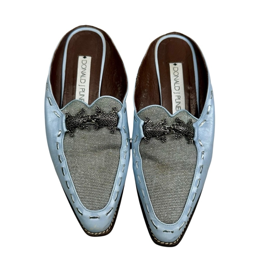 Vintage DONALD J PLINER Western Style Mesh‎ Mule with Metal Frogs